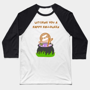 Wishing You A Happy Halloween Witch’s Brew Sloth Baseball T-Shirt